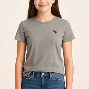Abercrombie Kids Heather Gray Short Sleeve Tee Shirt 15/16 Minimalist Casual Sof
